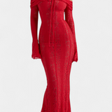 Robe Maxi Rosalie en Dentelle Off-Shoulder