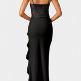 Cindy Robe Midi Corset avec Volants Asymétriques