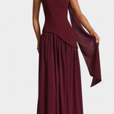 Robe Maxi Off Shoulder en Chiffon Celaena avec Fente Latérale