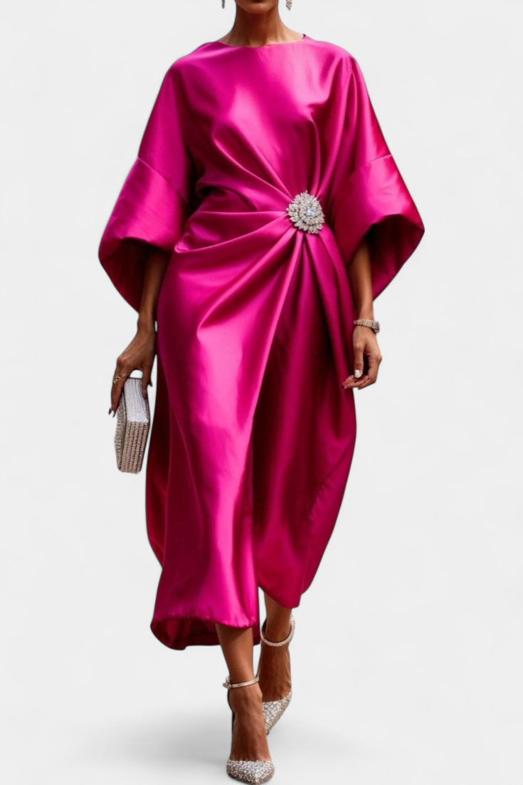 Robe Longue en Satin Brillant Ubelia