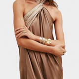 Robe Maxi Irregulière Rebecca en Bloc de Couleur avec Dos Découvert