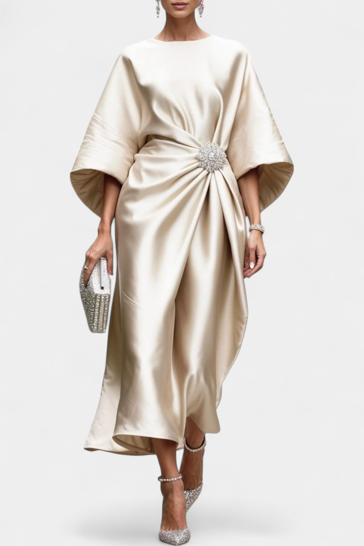 Robe Longue en Satin Brillant Ubelia