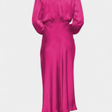 Robe Maxi Cecila avec Col Haut et Détail Floral