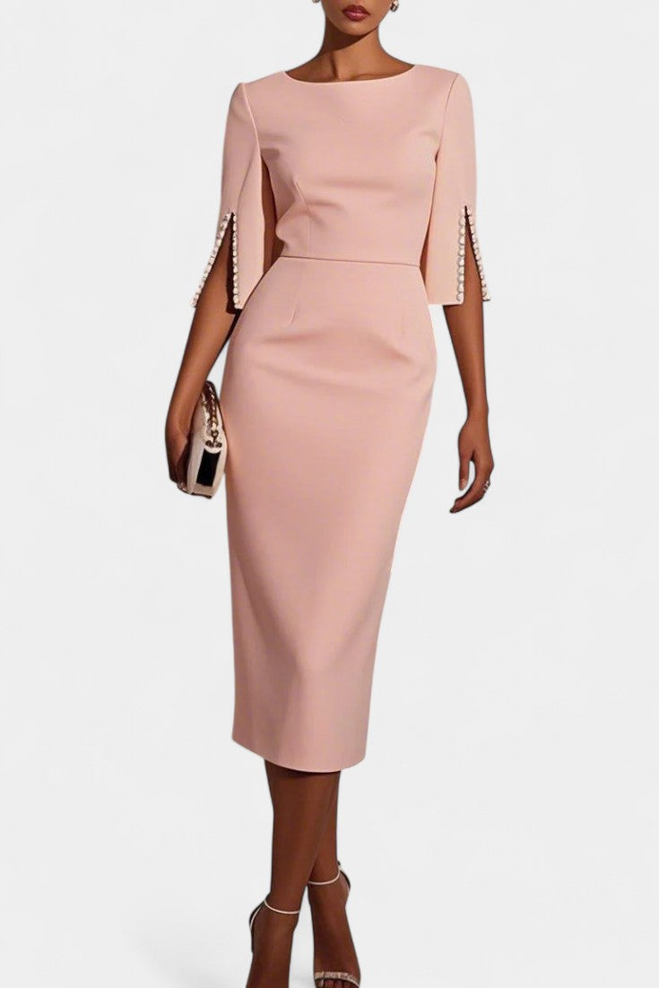 Robe Midi Reece avec Perles et Col Rond