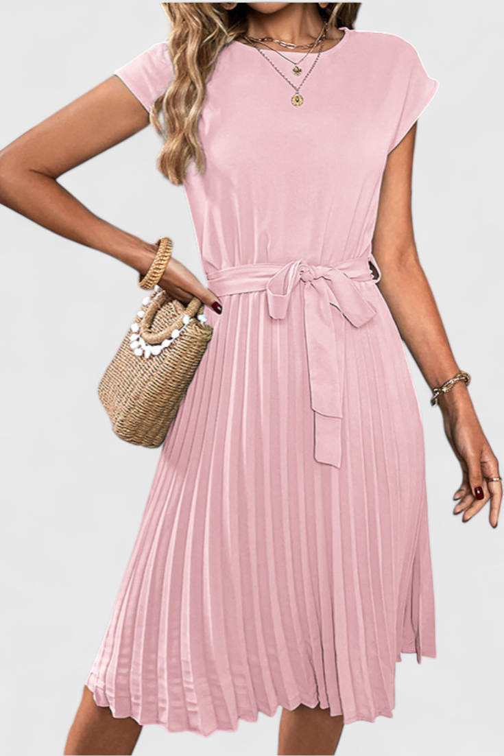 Robe Midi Élégante Luxie en Tissu Léger et Coupe Fluide