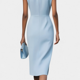 Robe Midi Mona à Manches Longues avec Col Rond