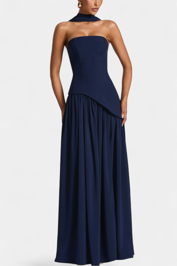 Robe Maxi Off Shoulder en Chiffon Celaena avec Fente Latérale