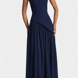 Robe Maxi Off Shoulder en Chiffon Celaena avec Fente Latérale