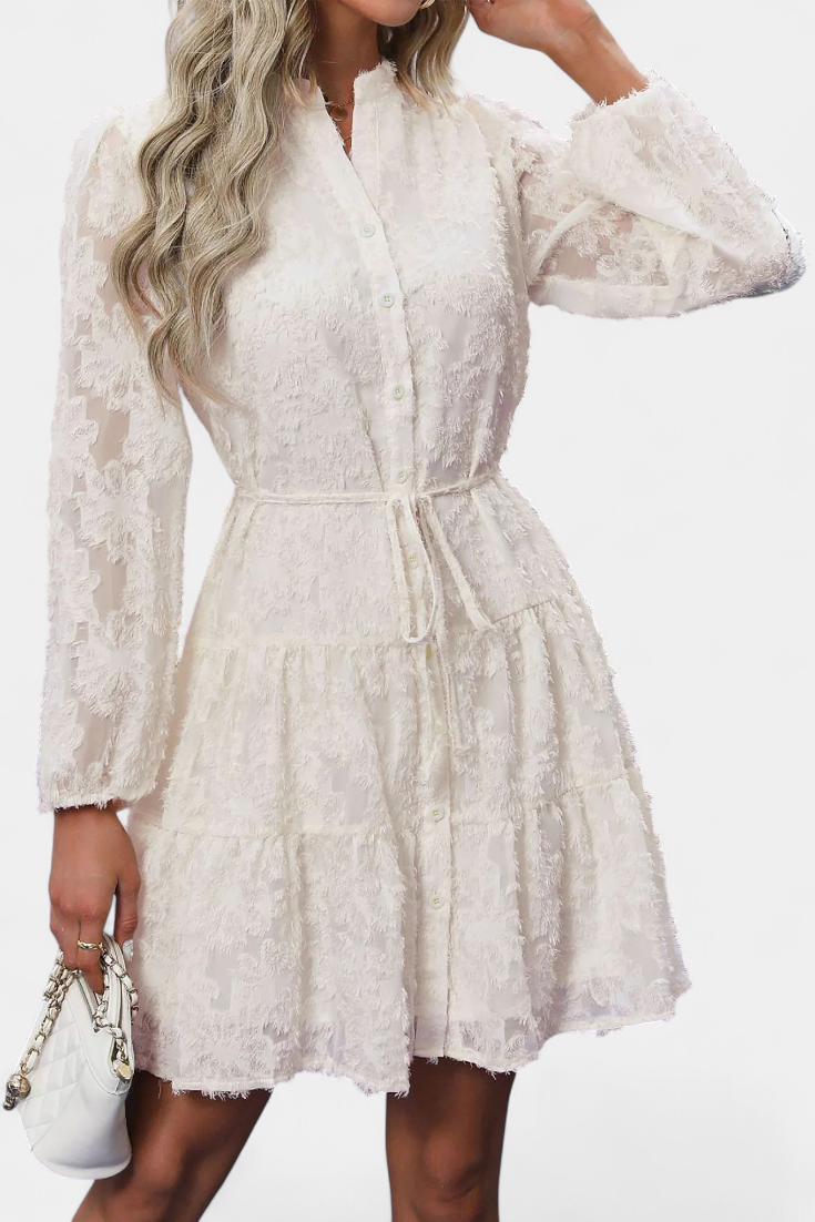 Robe Chemise Soreia à Boutons avec Manches Longues Texturées