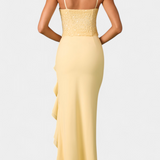 Cindy Robe Midi Corset avec Volants Asymétriques