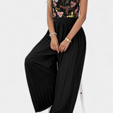 Maruja Mono Palazzo avec Broderie Florale et Dentelle Transparente