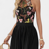 Maruja Mono Palazzo avec Broderie Florale et Dentelle Transparente