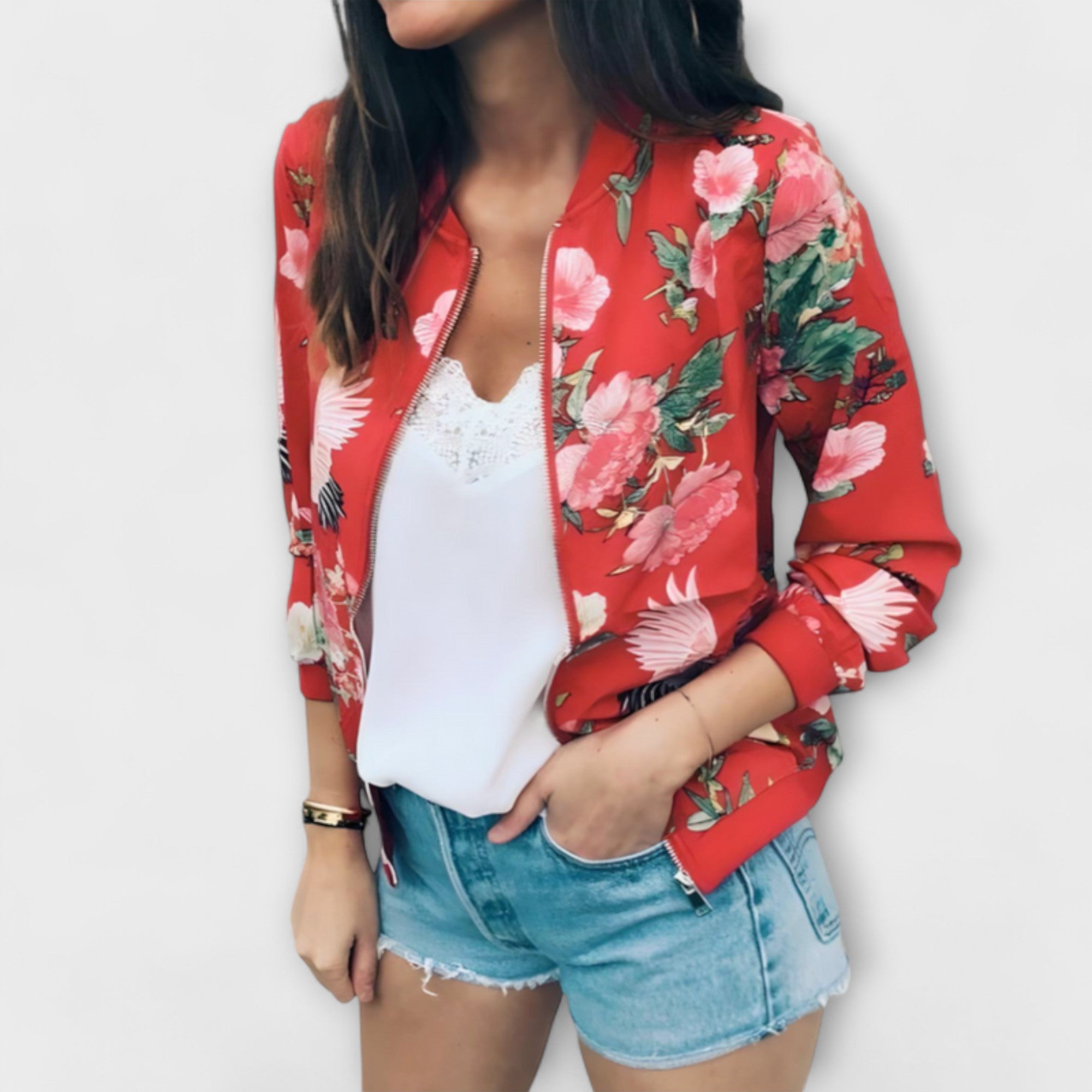 Andreia - Veste bomber élégante avec motif floral