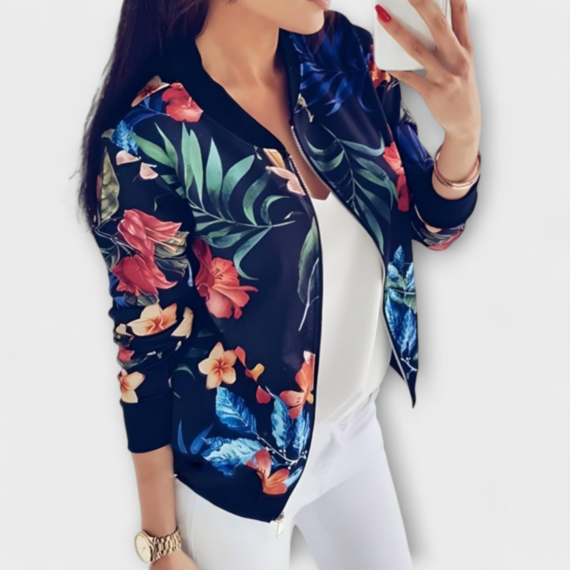 Andreia - Veste bomber élégante avec motif floral